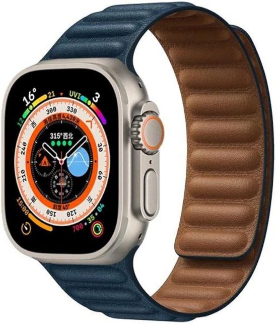 Apple Watch 44/45 Band Leather Magnets(Blue) - 27082