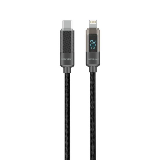 Green Lion LED Braided Cable Type-C to Lightning(Black) - 32670