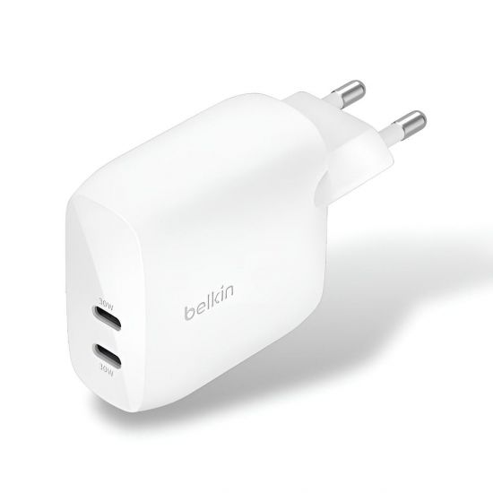 Belkin Boost Charge Pro Dual USB-C Wall Charger with PPS 60W(White) - 27632