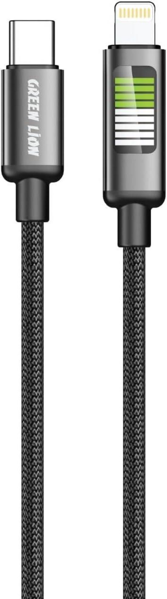 Green Lion LED Braided Cable USB-C to Lightning - 32292