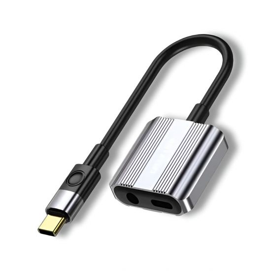 Splitter Adapter Green Lion 2-in 1 Type-C to Type-C 12cm - 31408