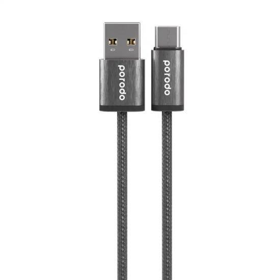 Porodo Woven 3A USB-A to Type-C Cable 1.2M(Black) - 32677