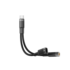 Cable Type-C to Type-C+AUX Porodo 2in1 Charge Adapter(Black) - 28948