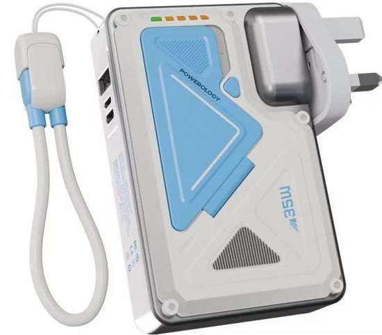 Powerbank Powerology 10000 mAh Magsafe Wireless with Type-C to Lightning Cabel Adapter(White) - 31928