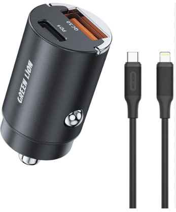 Car Charger Green Lion Dual Port PD+QC 36W C to C 1m Cabel - 33535