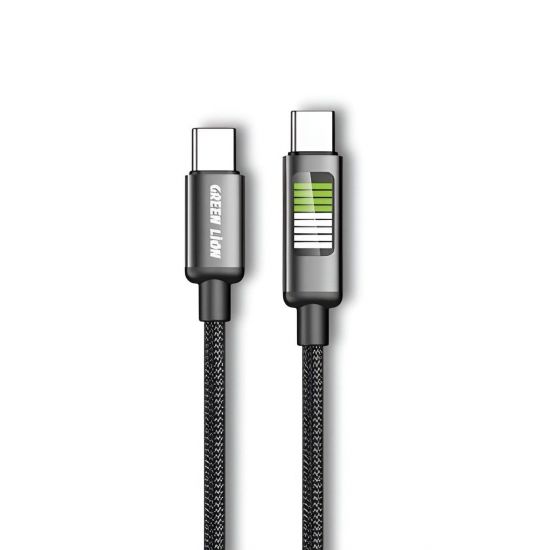 Green Lion LED Braided Cable USB-C to USB-C  - 31407